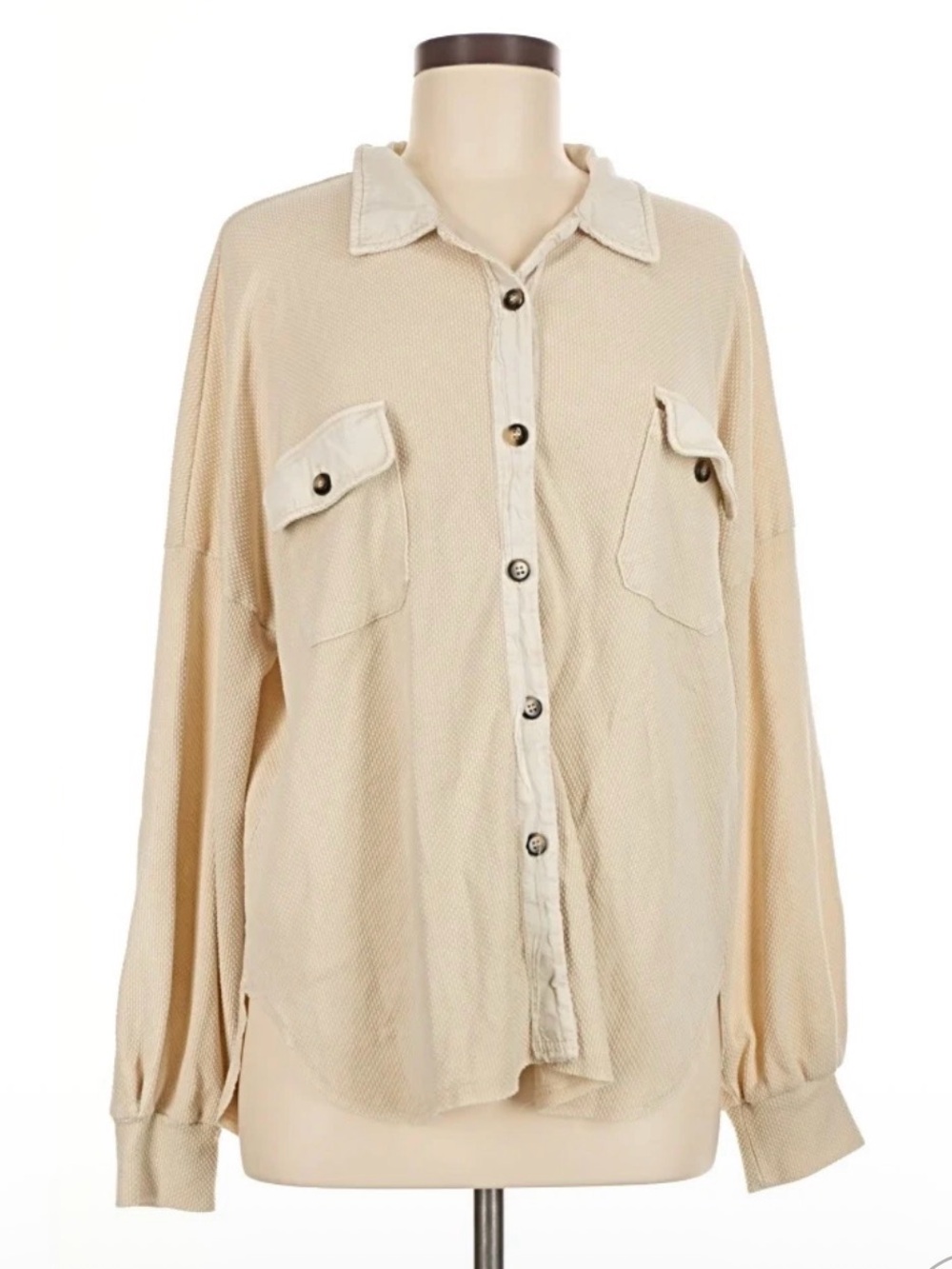Blue B textured knit button shacket